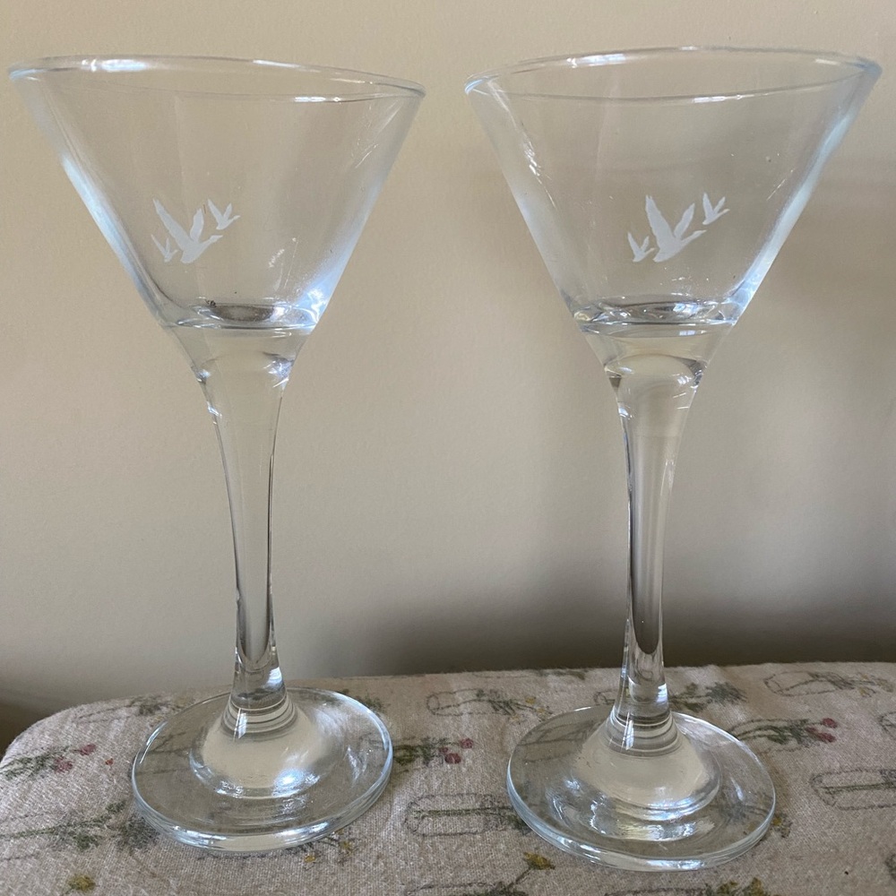 Grey Goose Etched Crystal Martini Glasses Set of 2
